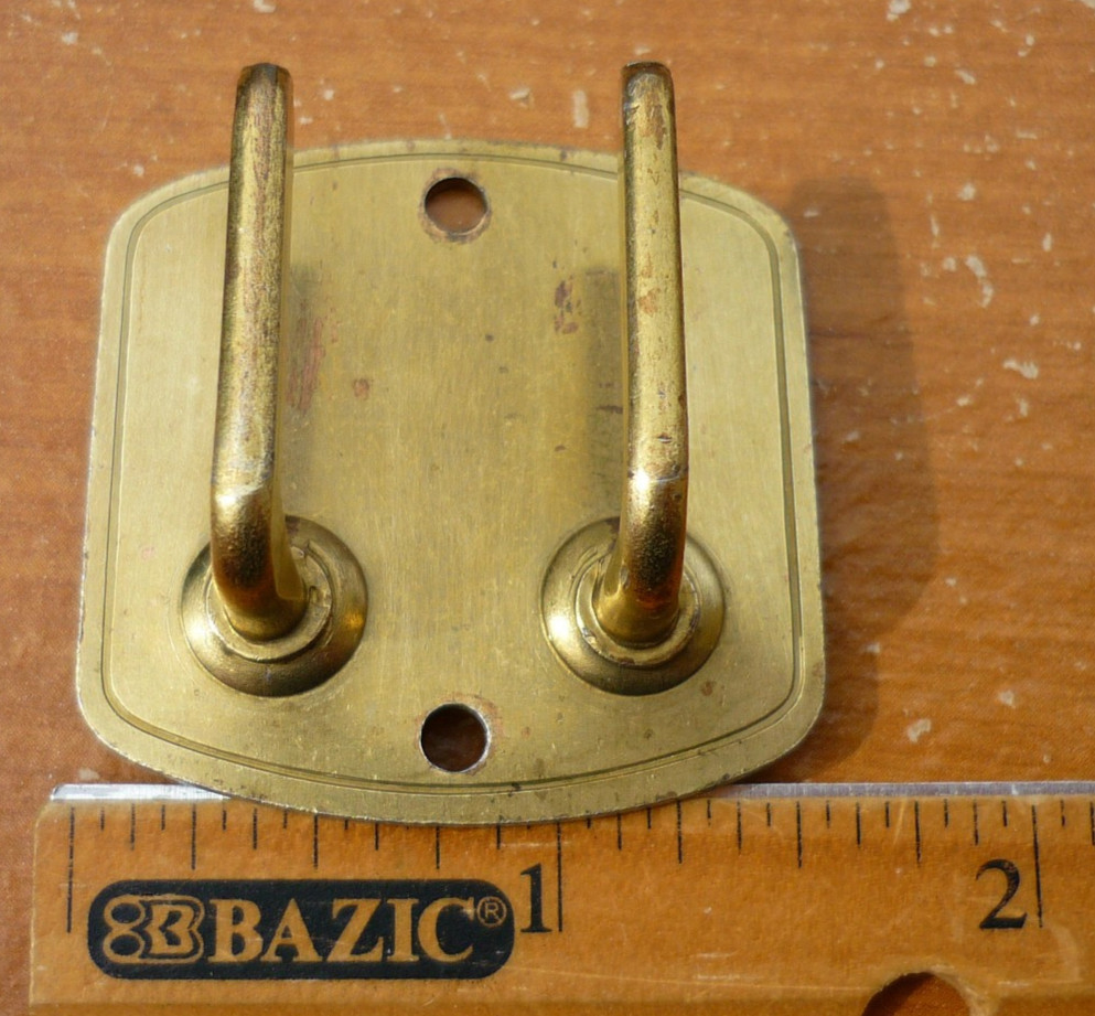 (2) Antique Brass Finish Round Sash Rod Cafe Brackets Outside Mount Slotted