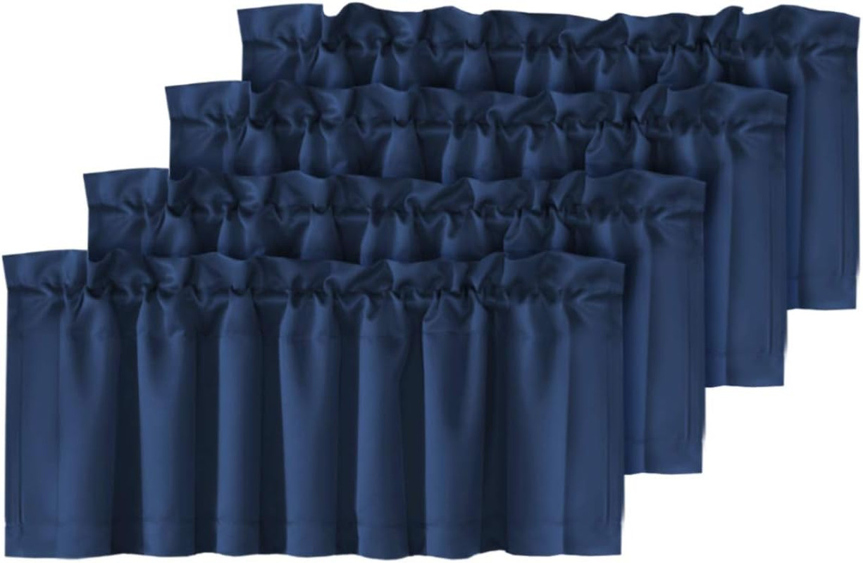 Blackout Valances for Windows,Navy Blue Short Window Valance Curtains for Living