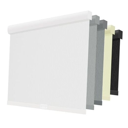 Cordless Blackout Roller Shades for Windows, Striped Free 20″W x 72″H White