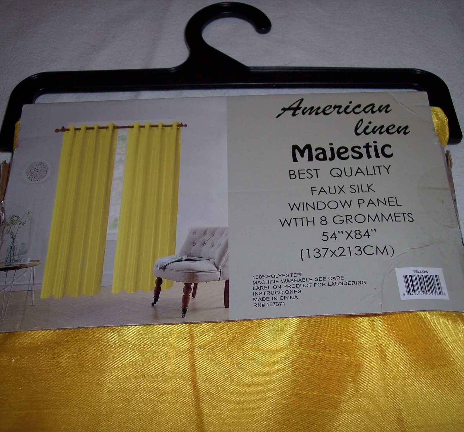 American Linen Maria Faux Silk Grommet Curtains Yellow-Gold 54”W x 84”L