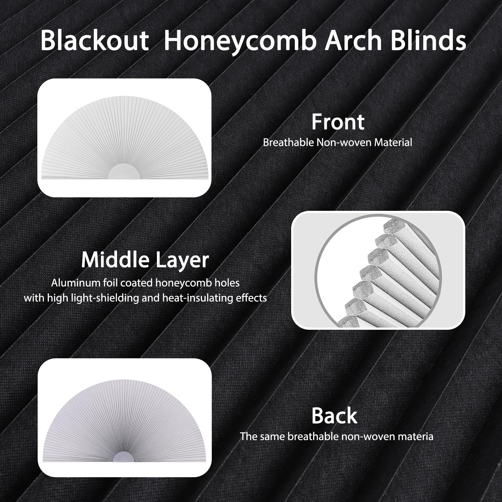 Arch Window Shade Blackout Cellular Shades Half Circle Moon Window Covering N…
