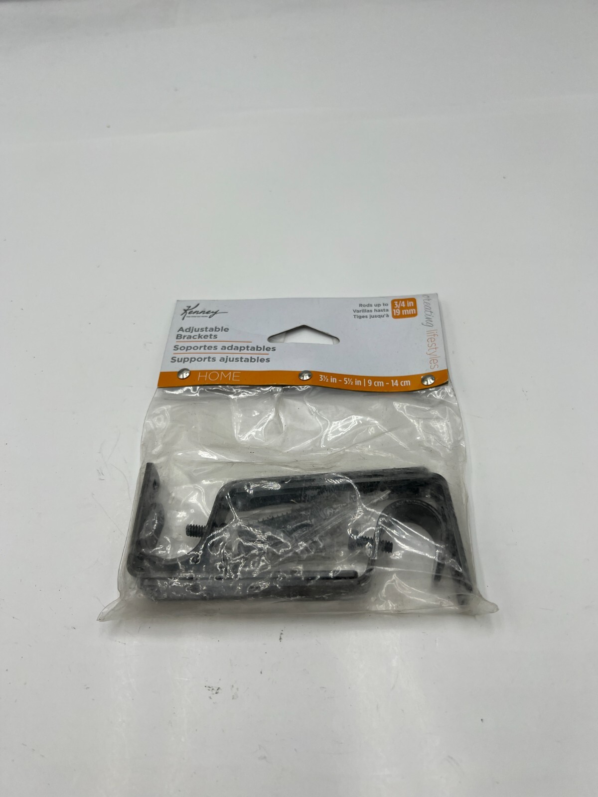 6 BAGS OF 2 Kenney Adjustable Curtain Rod Brackets Black 3-1/2″ – 5 1/2″
