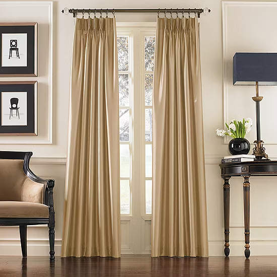 CHF Marquee Pinch Pleat Back Tab Light-Filtering Single Curtain Panel Sand