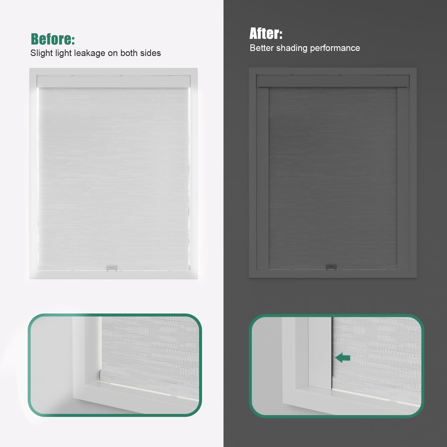 Light Blocking Strips for Window Shades and Blinds, 100% Blackout PVC Side Track