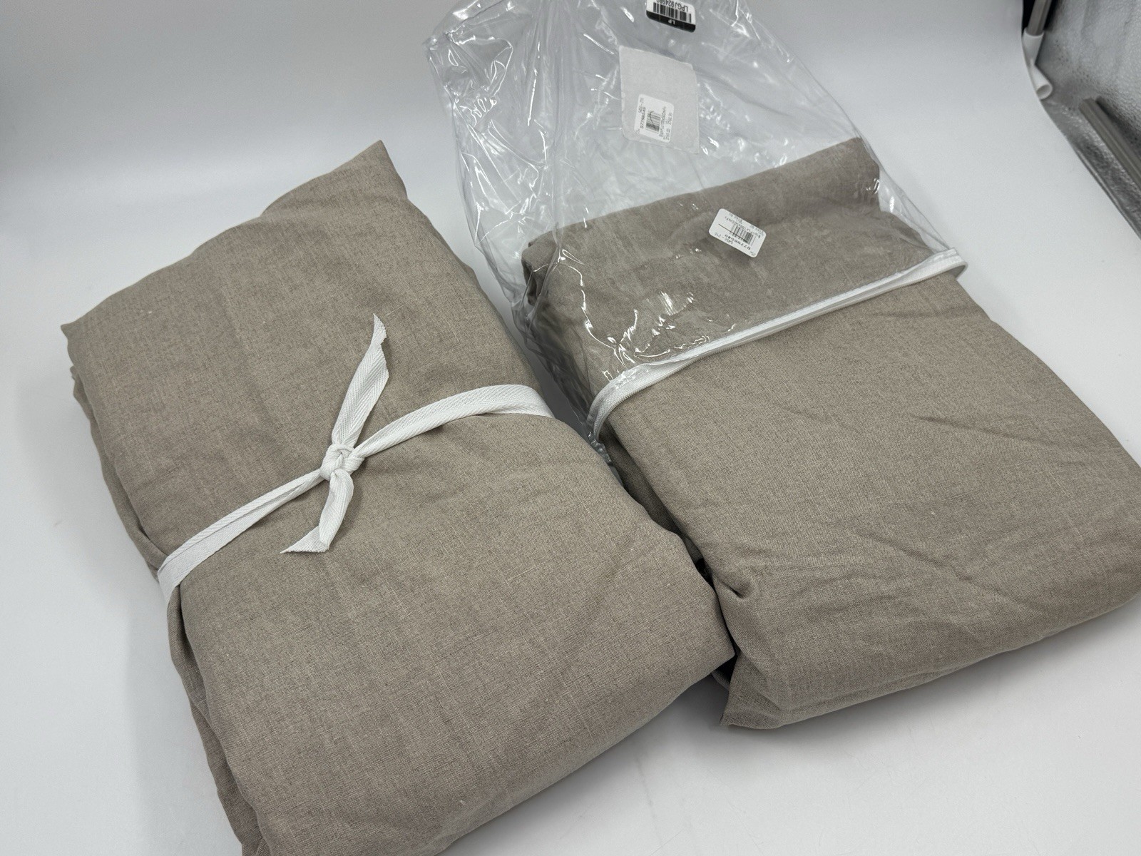 Set/2 Pottery Barn Belgian Flax Linen Cotton Lined Curtain 50×108 Dark Flax READ
