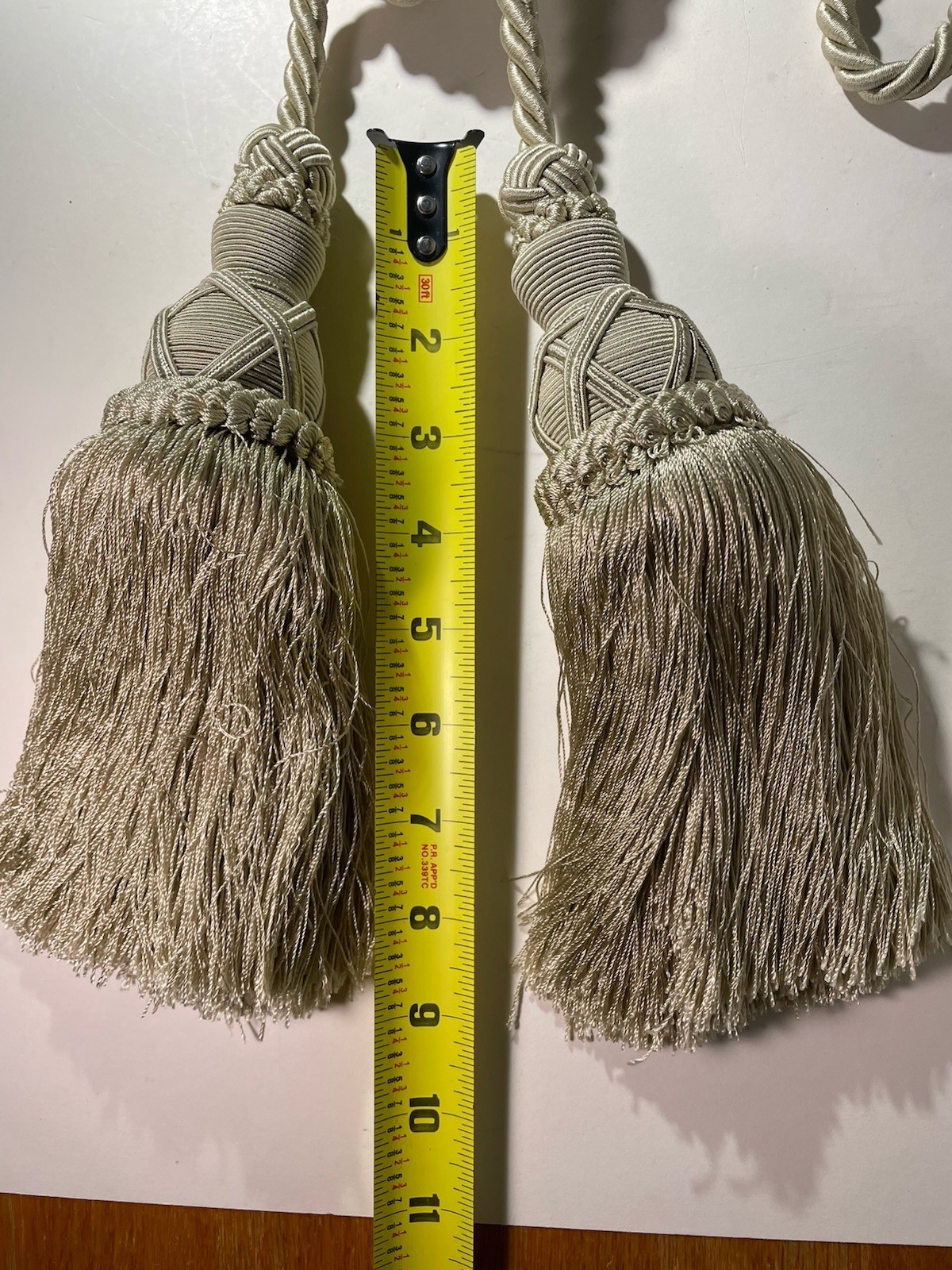 1 Pc. Large Beige Off-white Double Tassel Curtain Drape Tie-back Corded Rope 27″