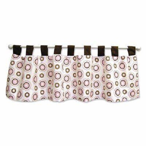 Trend Lab Bubblegum Window Valance Curtain Pink & Brown Circles 53 x 15″ NEW