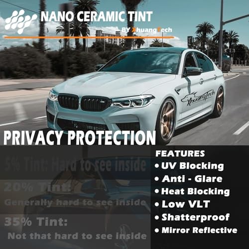 Black Ceramic Window Roll Tint Solar Film 35in x 15ft – 15% Percent Vlt
