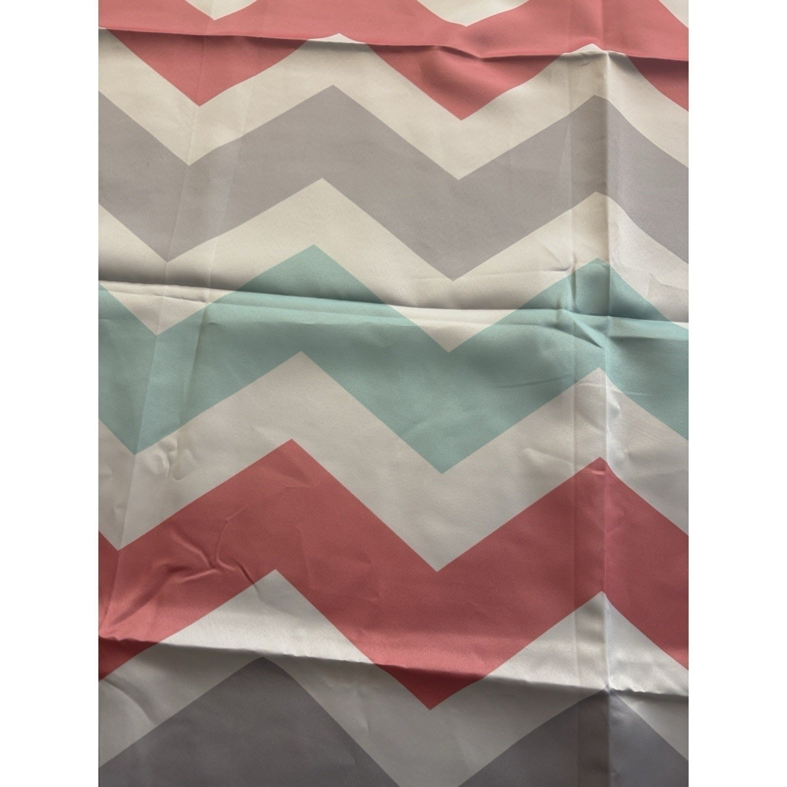 Chevron Print Curtain Panel Coral Aqua Gray White Zig Zag