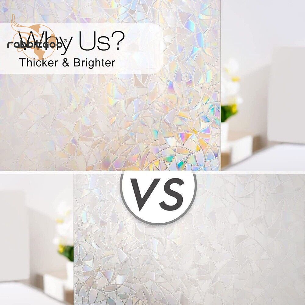 rabbitgoo 3D Privacy Window Film UV Blocking Decorative Static Cling Glass Film