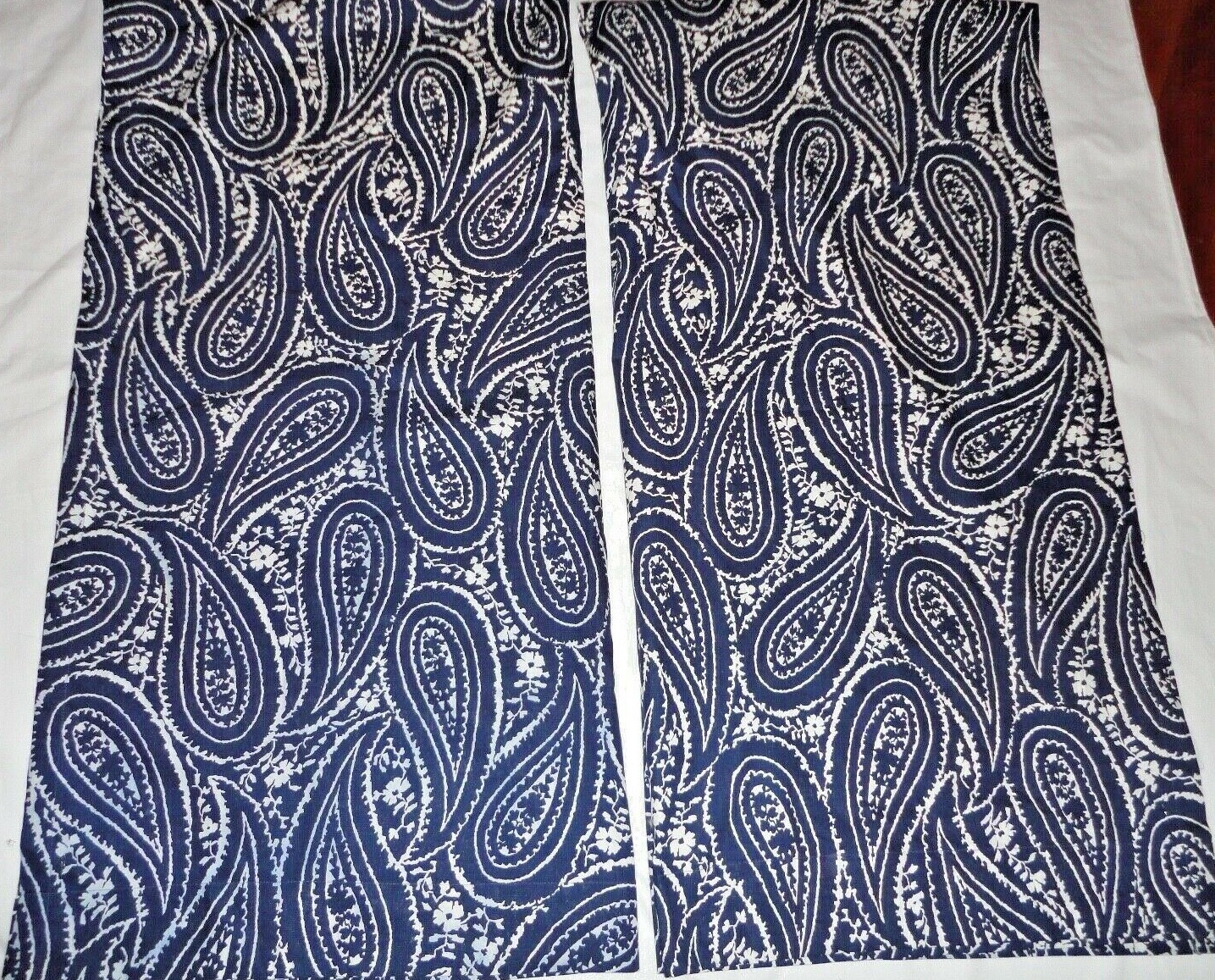 CHAPS ALLISTAR BLUE & WHITE PAISLEY MEDALLION (2) UNLINED CURTAIN PANELS 42 X 82