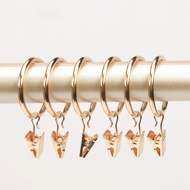 20PCS Curtain Rings with Clips Metal Drapery Hooks for 1in Curtain Rods