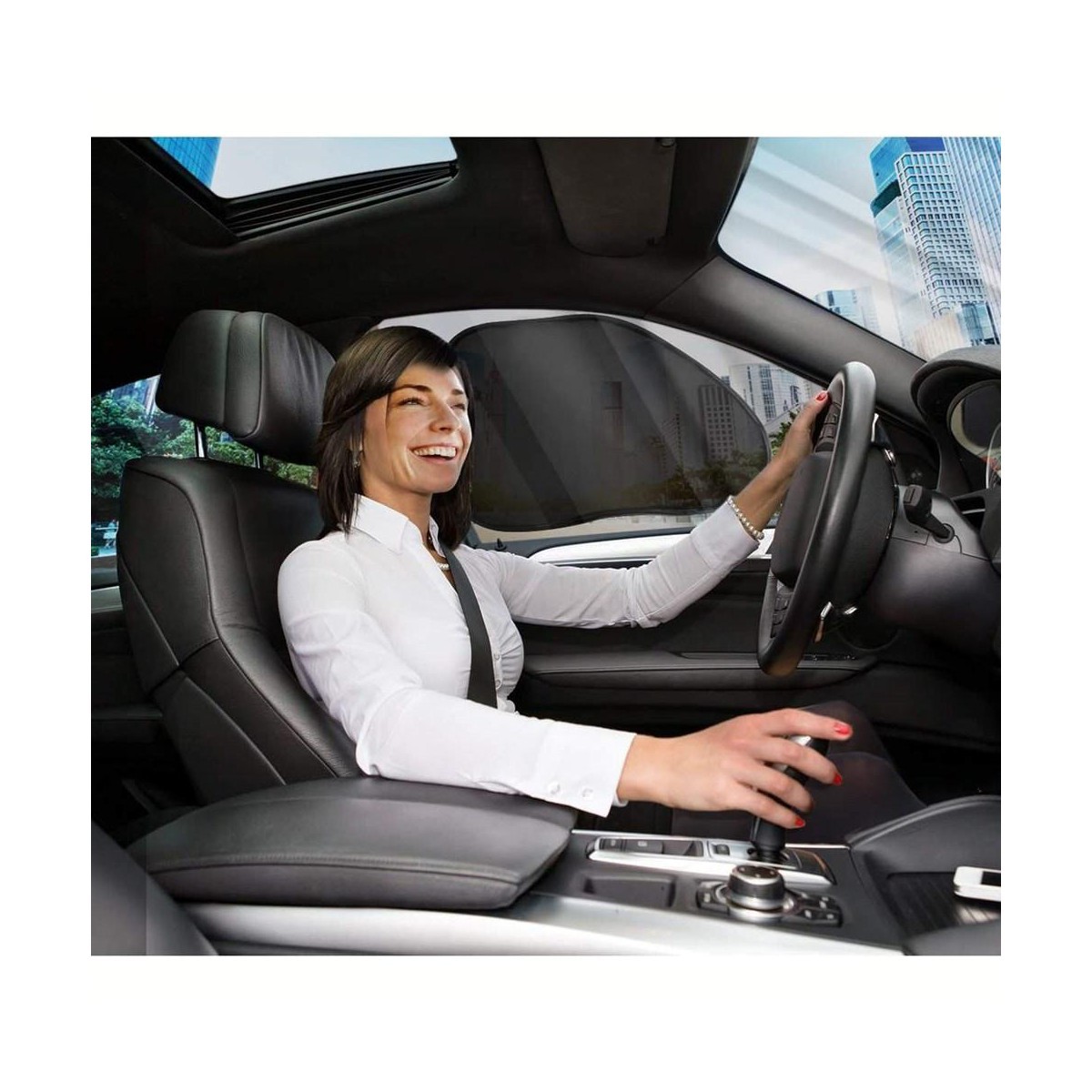 Side Window Cling On Sun Shades- 2-Pack Mesh Car Pop-Up Non Suction Cups