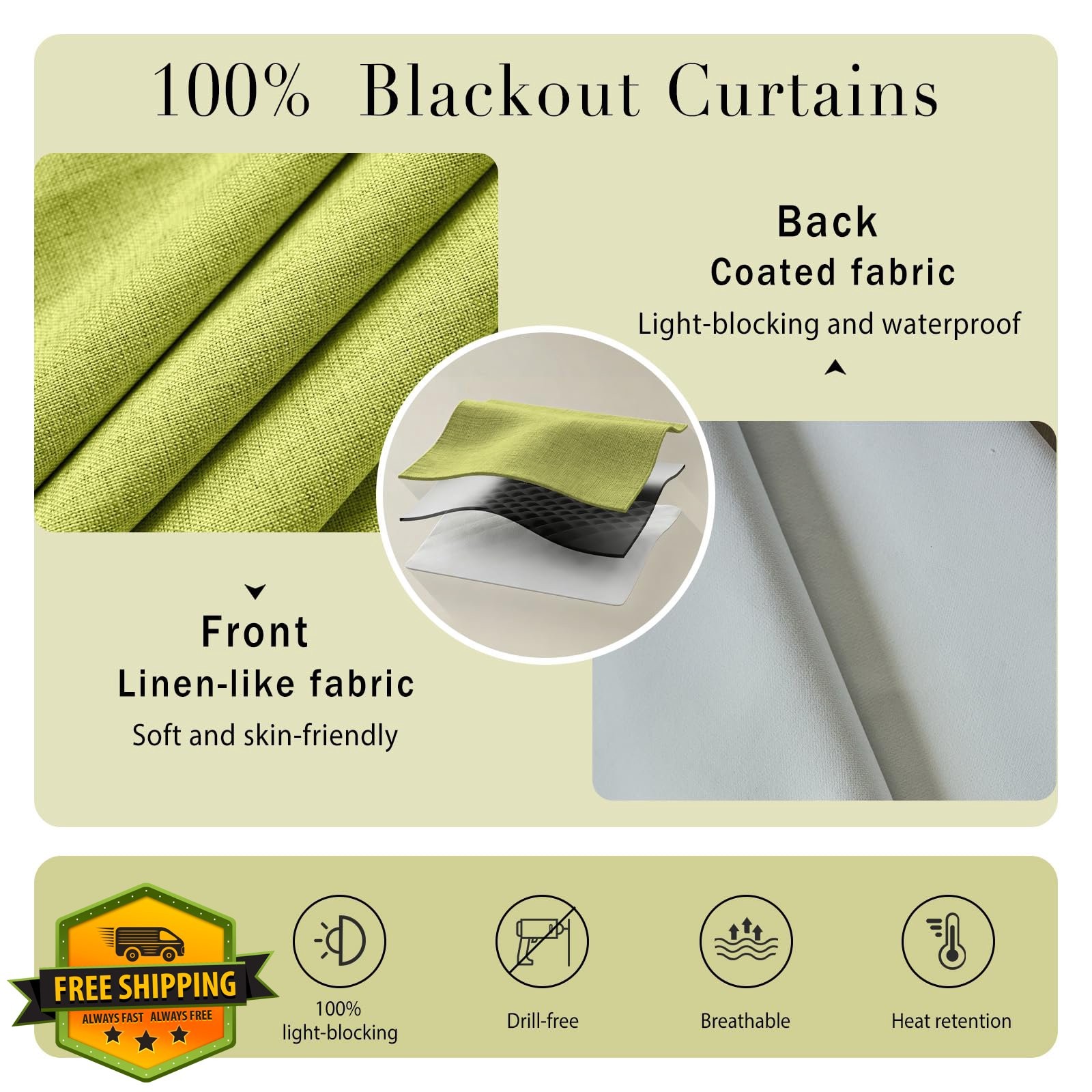 Sovtfides Fruit Green 34″x72″ Blackout Curtain