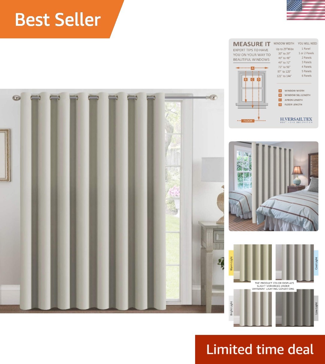 100×96 Inches Ivory Blackout Curtain Panel – Total Privacy & Noise Reduction
