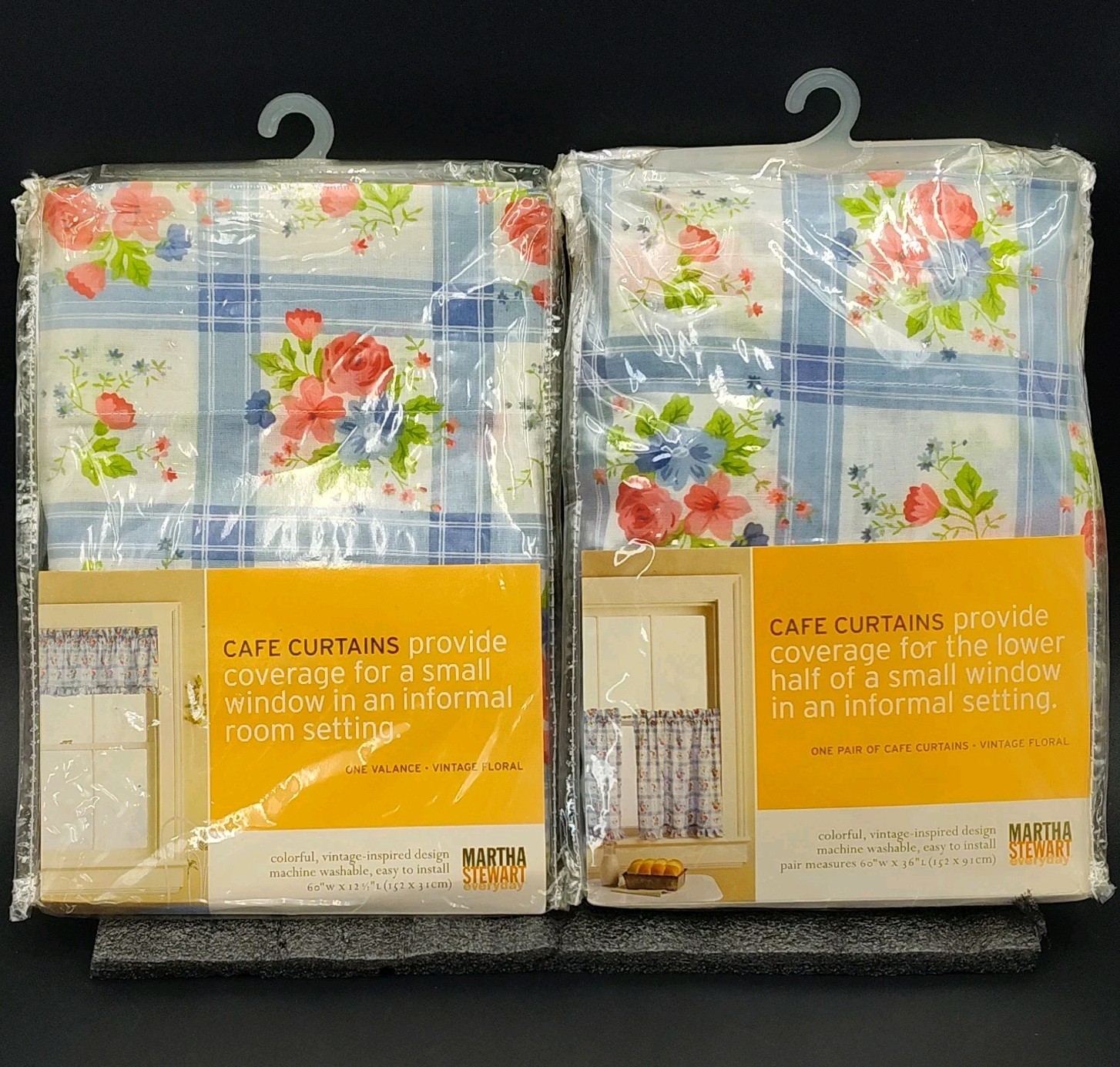 ✅Set-2 Cafe Curtains Martha Stewart Small Window 60″X12.5″ Top & 60″X36″ Lower👀