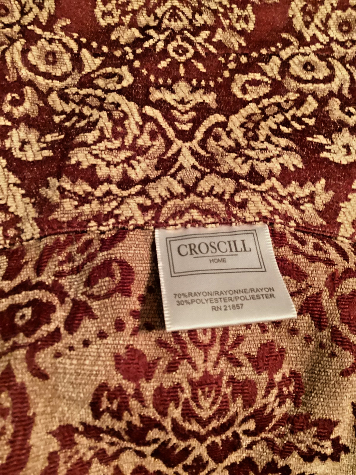 CROSCILL CHENILLE Red/Gold Brocade VALANCE 40″x 40″ w/ Tassels
