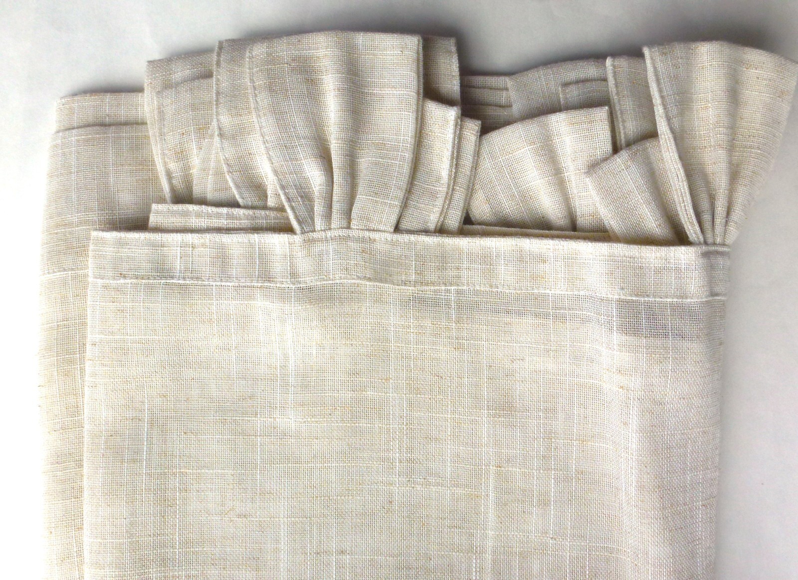 DKNY 2pc Classic Linen WINDOW CURTAIN PANELS Natural Beige Fan Tab 50″x 84″