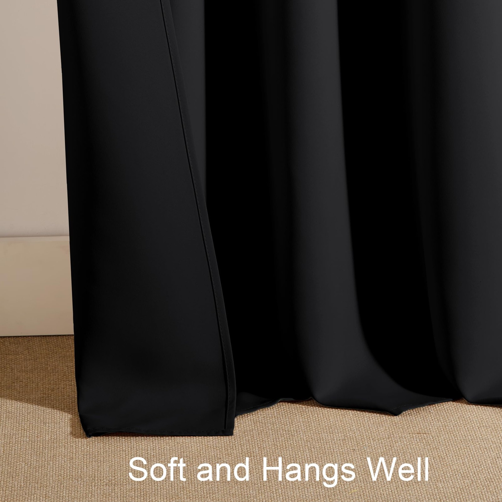 Home Decor Drapes, Blackout Kitchen Curtains, 2 Panels Set, 42×45 Inch, Black