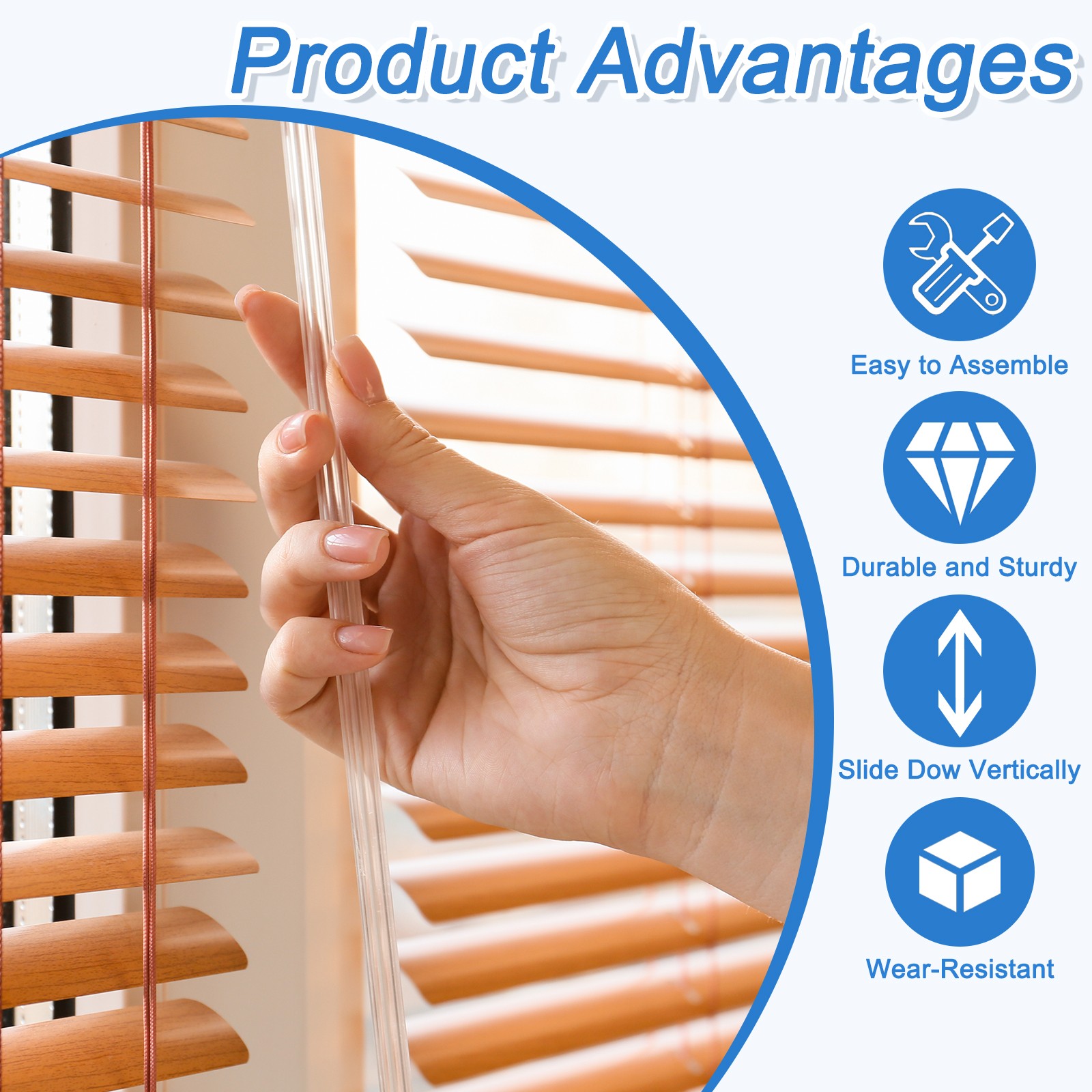 5Pcs 12″ Blinds Wand Replacement Blinds Tilt Wand with Hook and Grip Clear