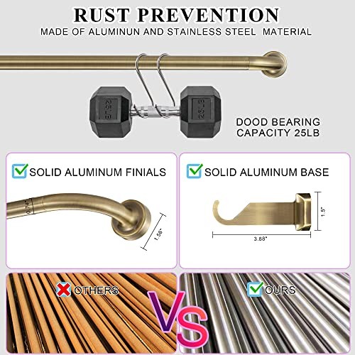 Disc Curtain Rods, 28-48 Inches Window Curtain 28-48-inch Antique Bronze