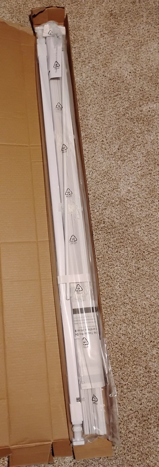 LazBlinds 45 In. W X 64 In. H Cordless Light Filtering Vinyl Mini Blinds Window