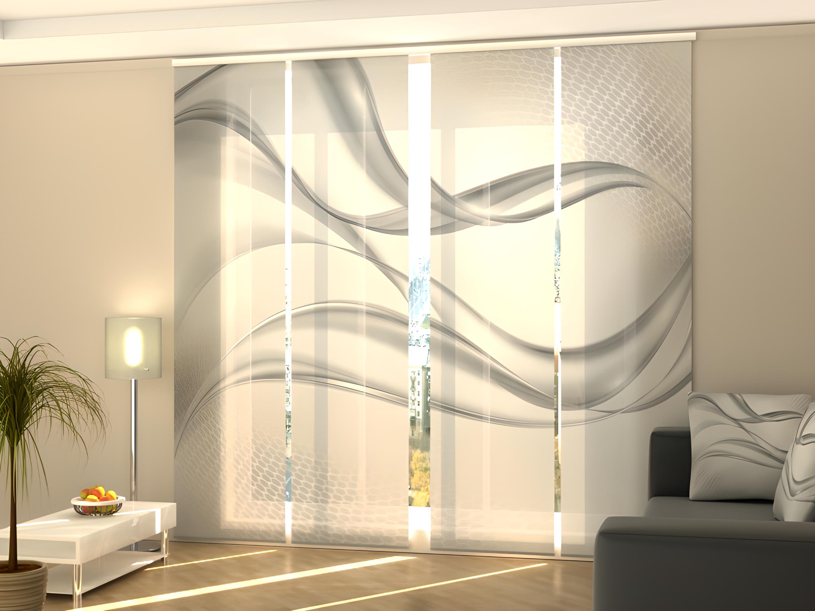 Sliding Panel Curtain for Sliding Glass Door, any sizes – Light Gray Abstraction