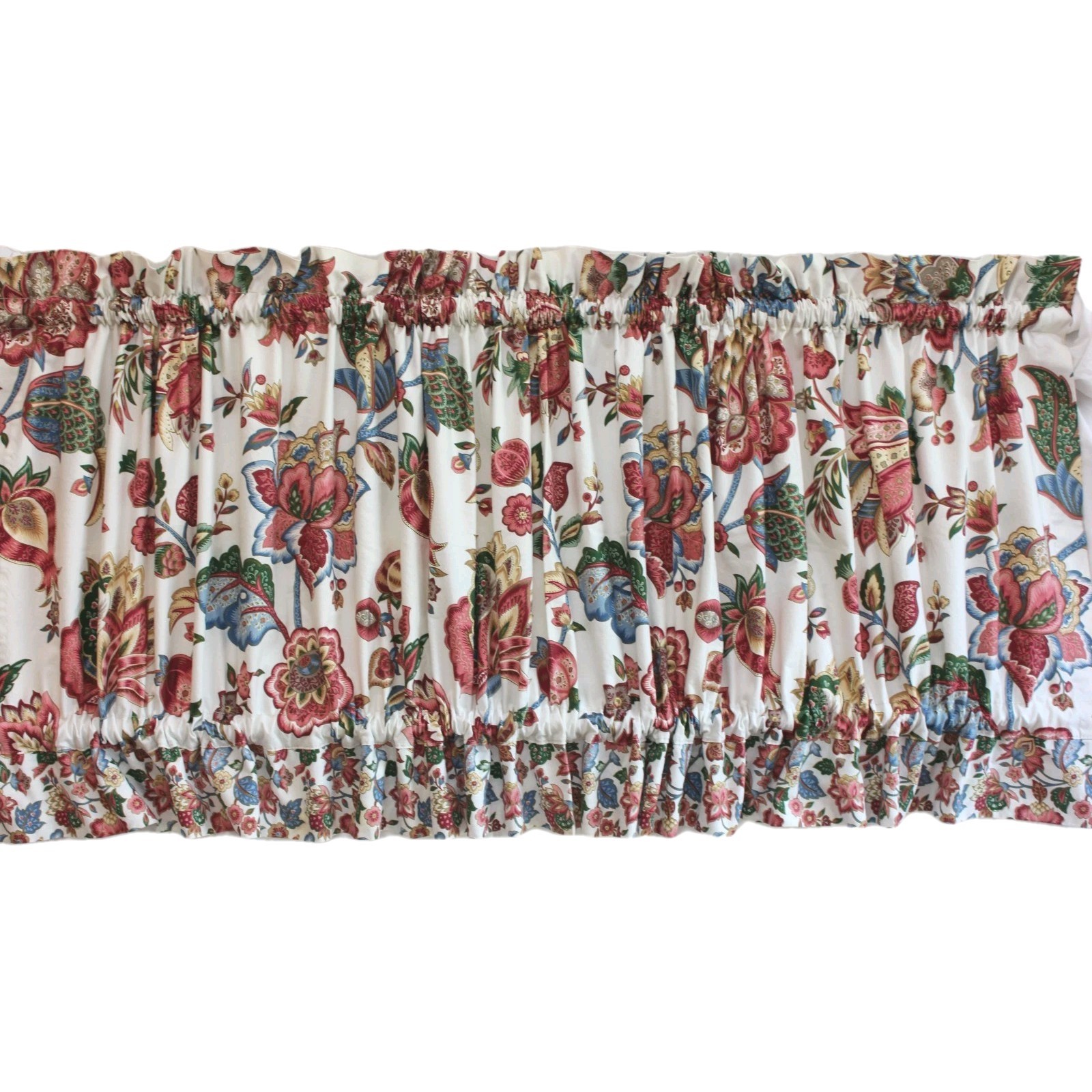 Custom Jacobean Floral Knightsbridge Valance 77×23 Dual Header Vintage 1990s