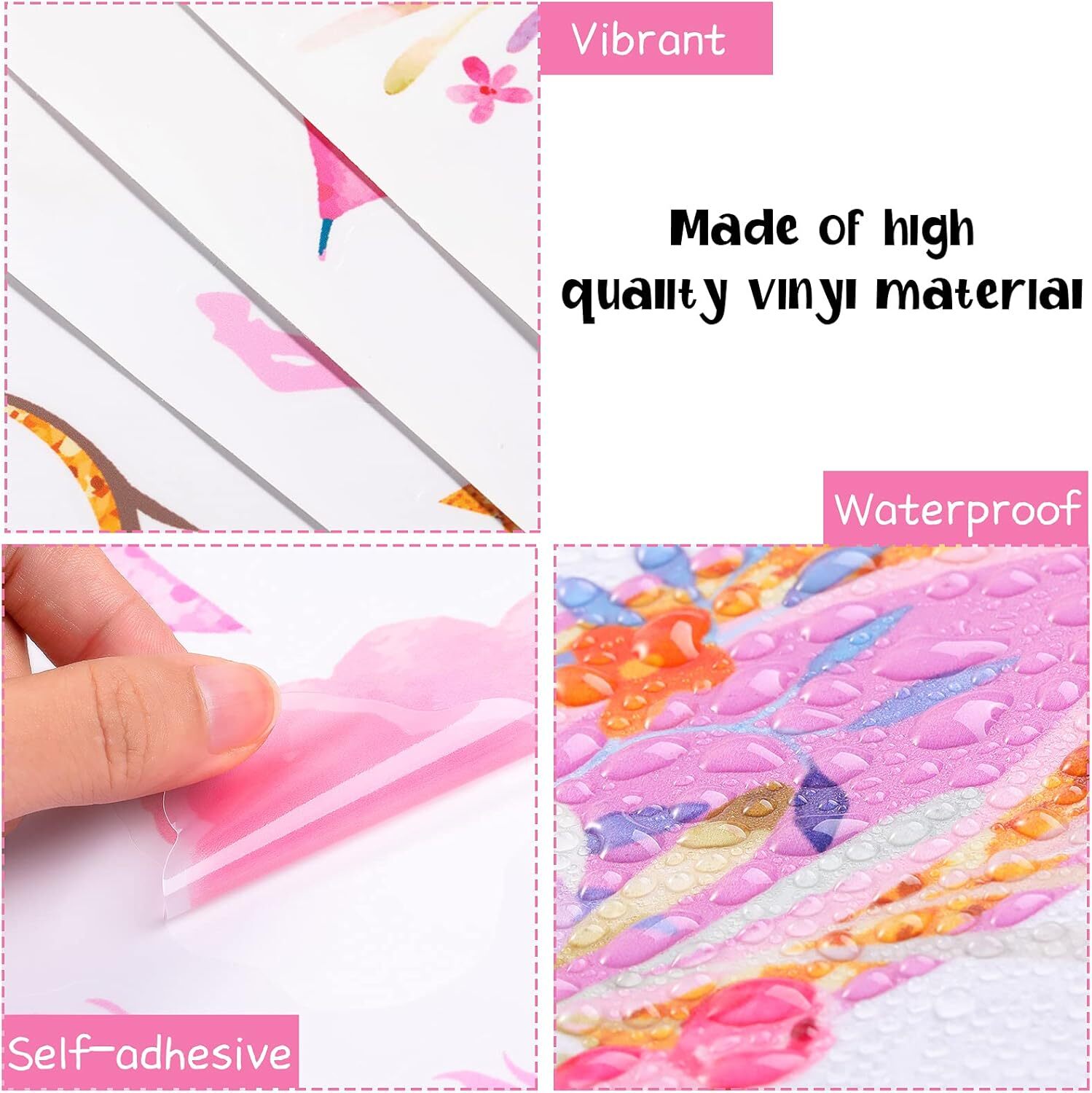 Outus 4 Sheets Unicorn Wall Decals Peel and Stick Watercolor Multicolor
