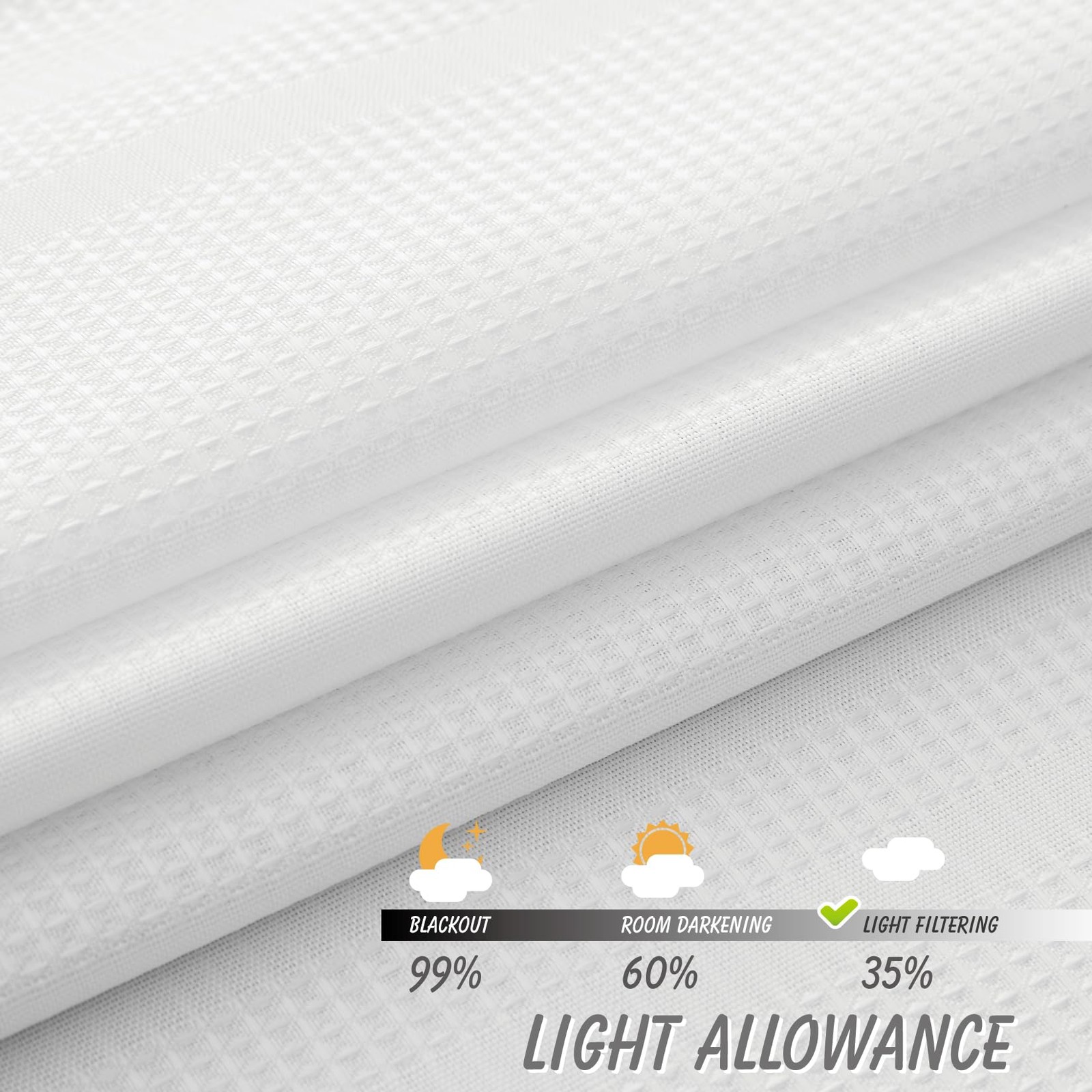 White Stripe Waffle Bathroom Window Curtains,30 W x 45 L Inch