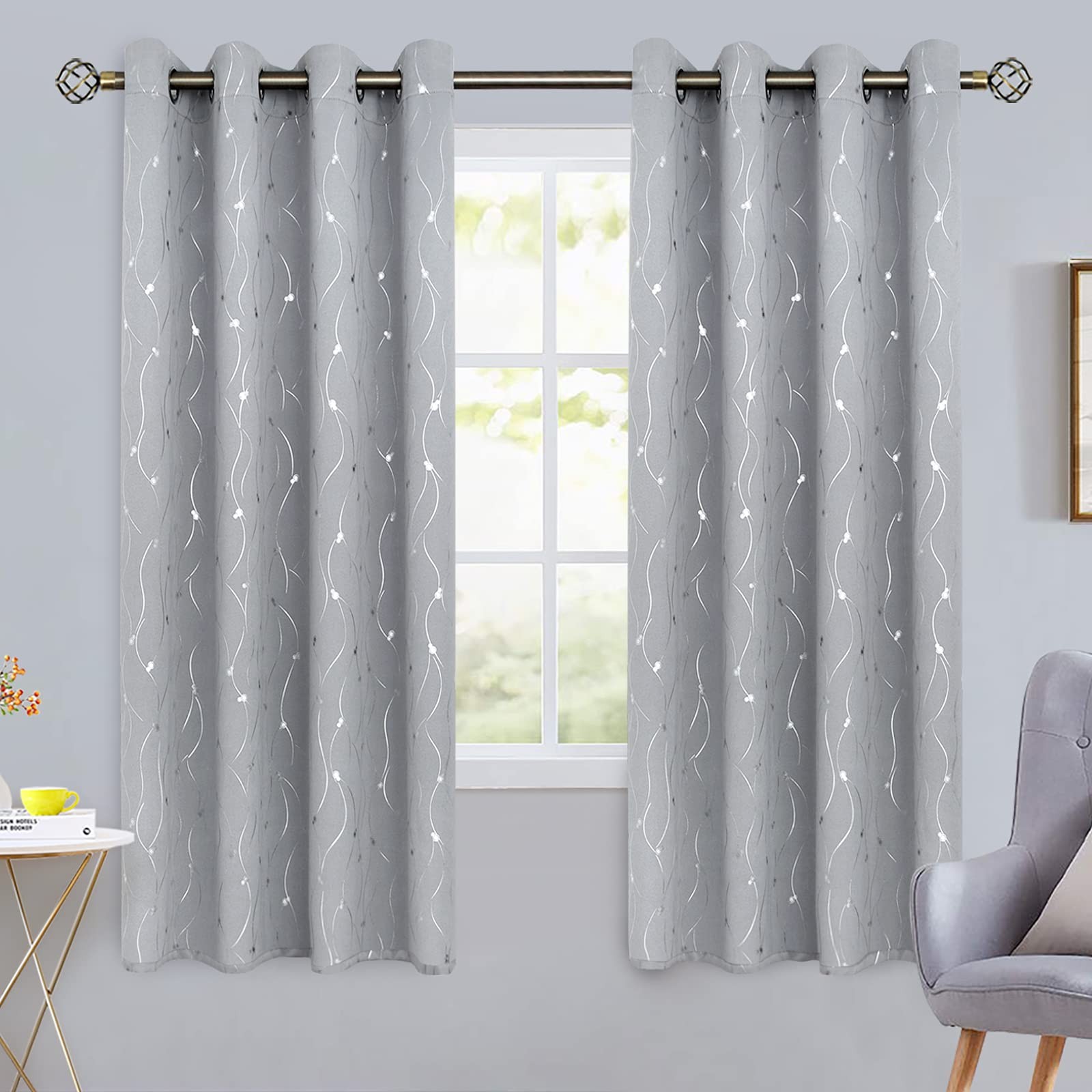 BGment Blackout Curtains 72 Inch, 2 Panels, 52×72, Light Grey