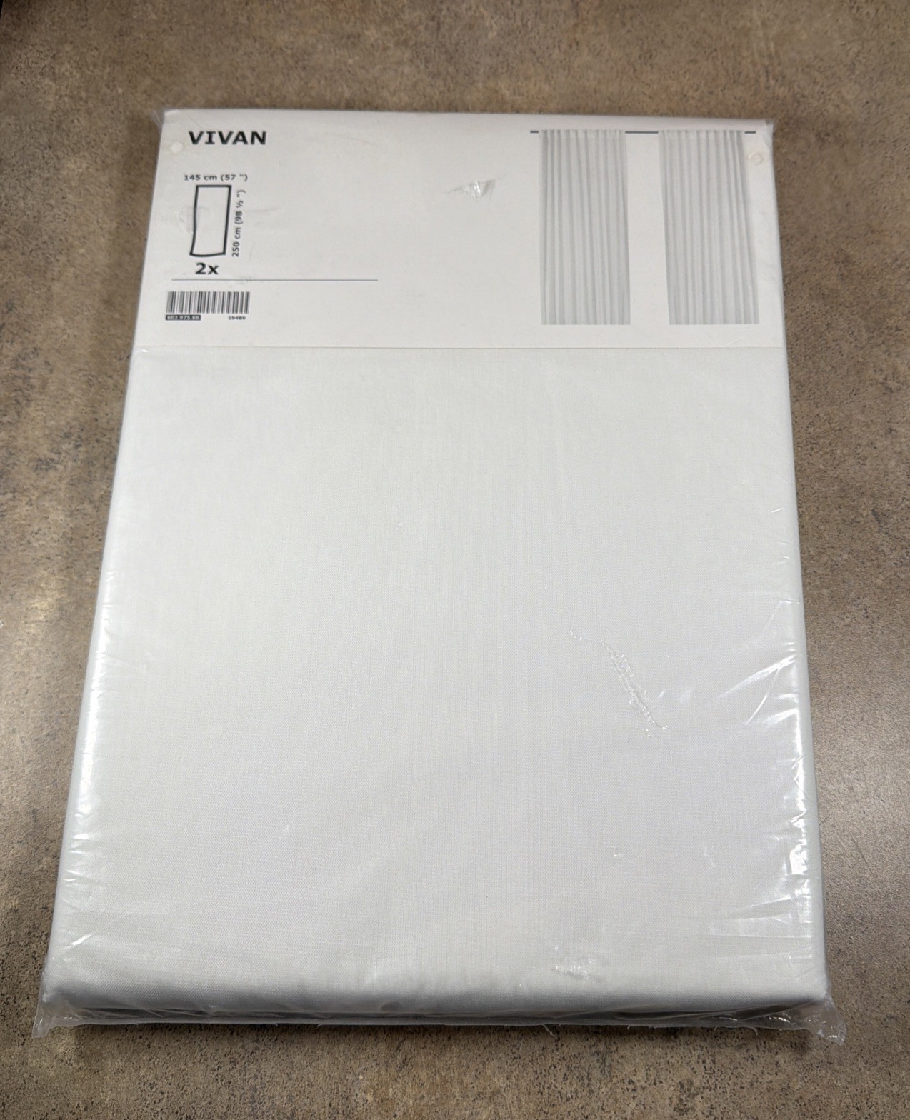 Ikea Vivan Curtains 1 Pair (2 Panels) White with Heading Tape 57″ x 98.5″ NEW