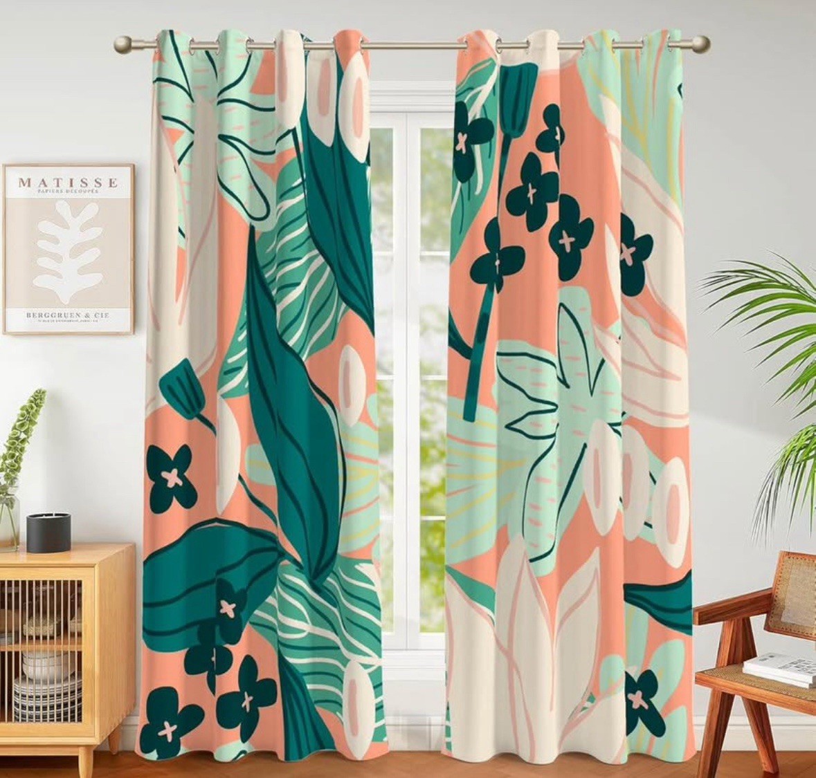 Bohemian Floral Blackout Curtains 2 Panels Polyester Thermal Insulation Privacy
