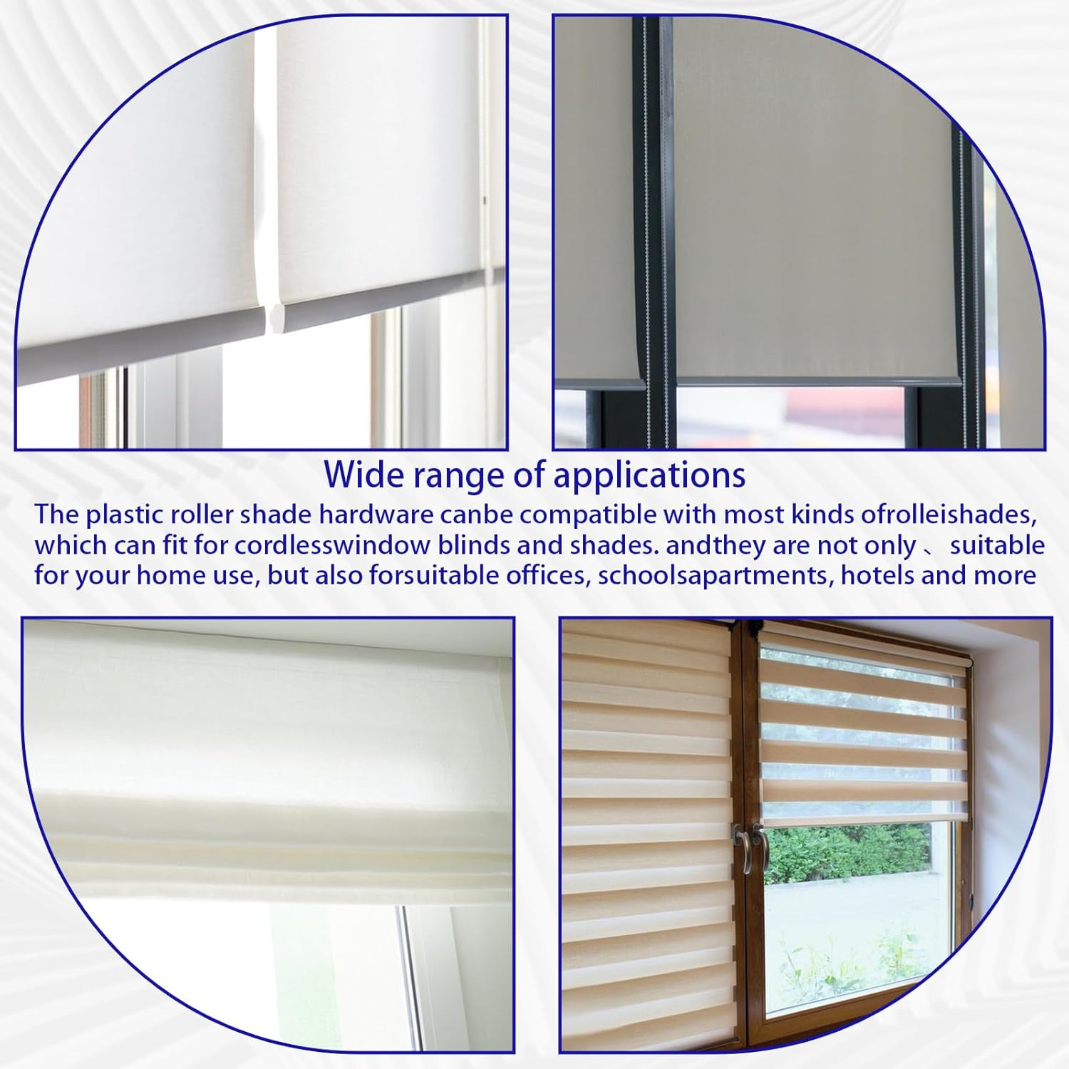 4 Pieces Clear Window Shade for Roller Pull down Roller Shades Handle Blinds for