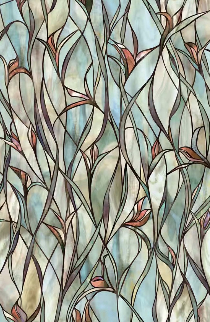 (4) New 24×36 SAVANNAH Stained Glass Privacy Static Cling WINDOW FILM