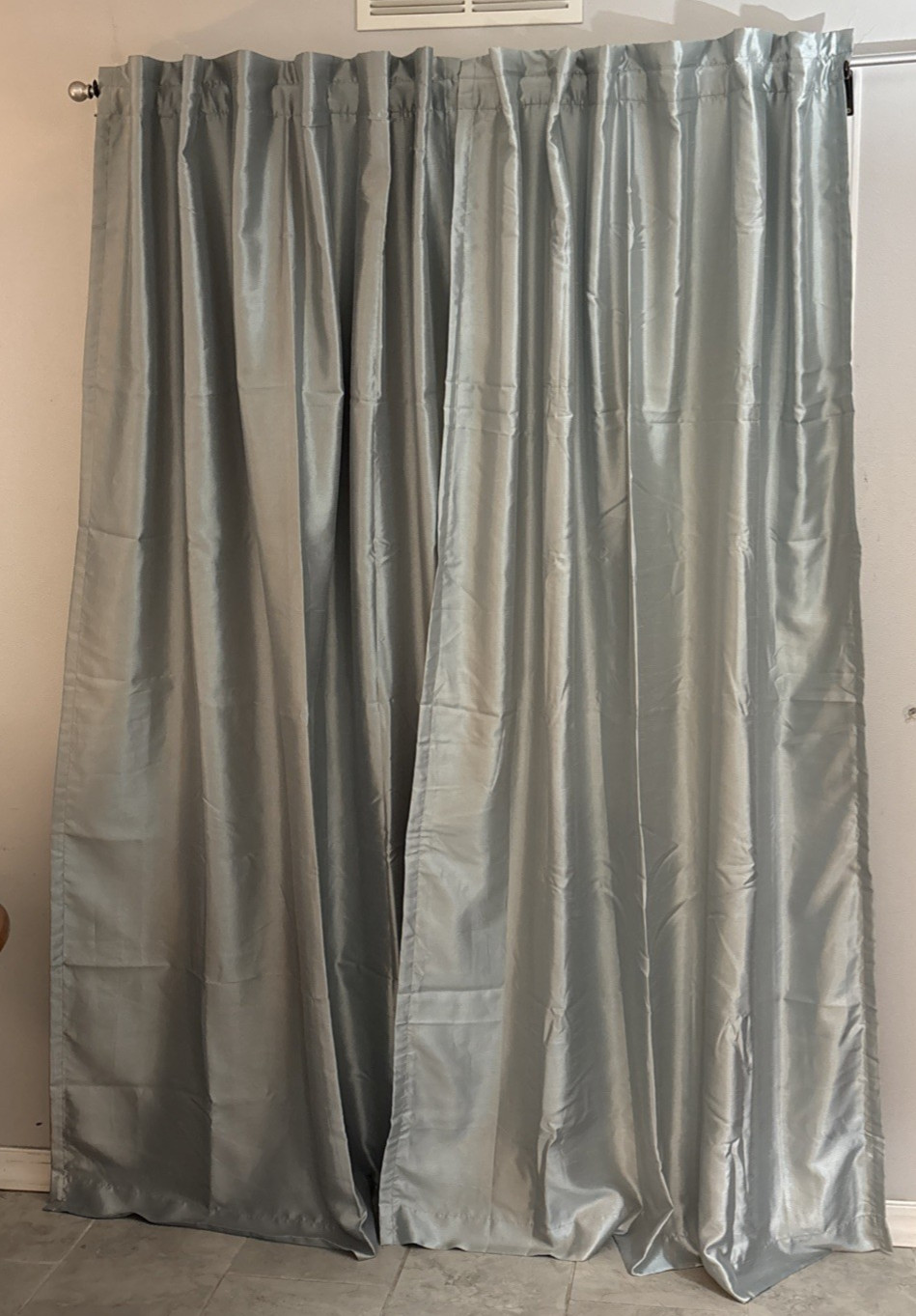 4 Better Home & Garden Curtain Panels Soft shimmery faux silk Teal 85″x54″