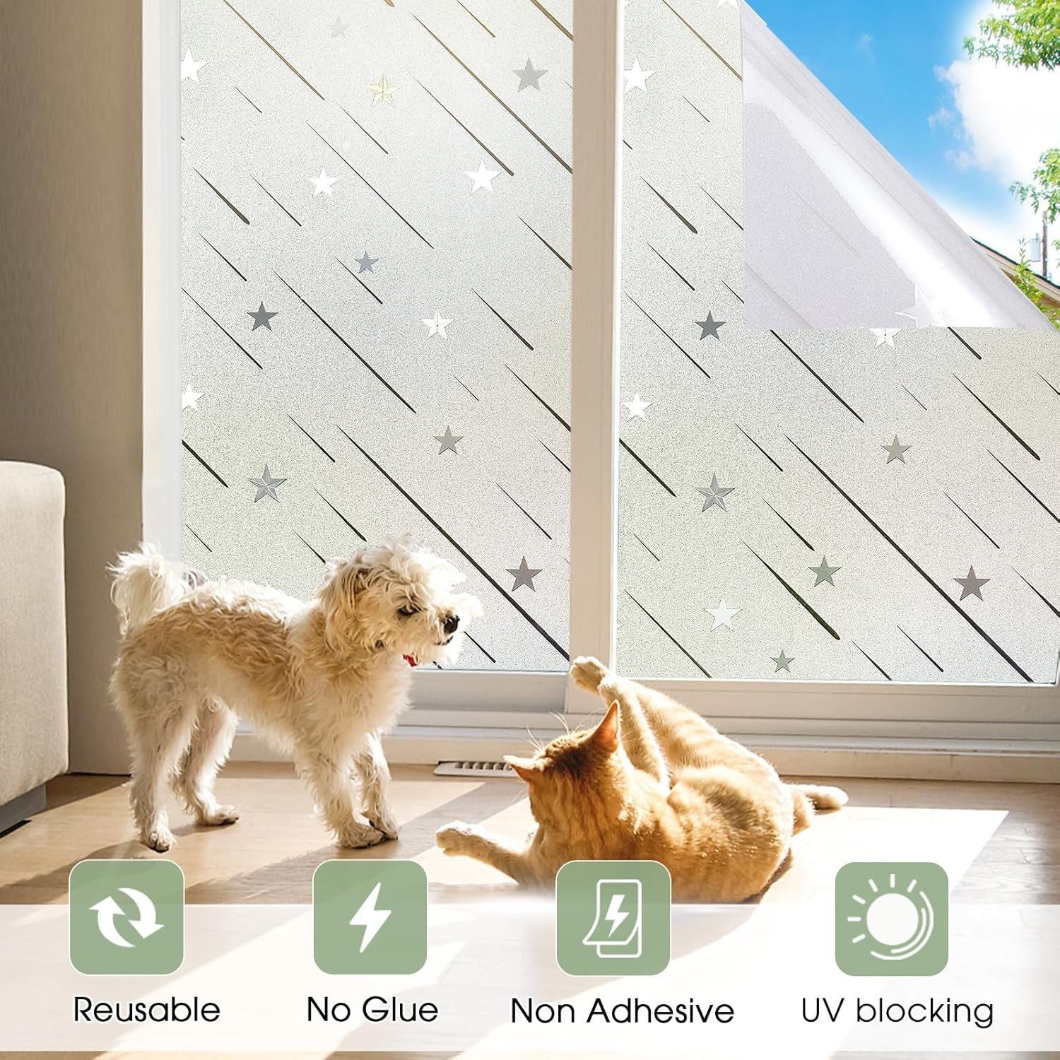 Frosted Glass Opaque Removable Static Cling UV Blocking Privacy Window Film