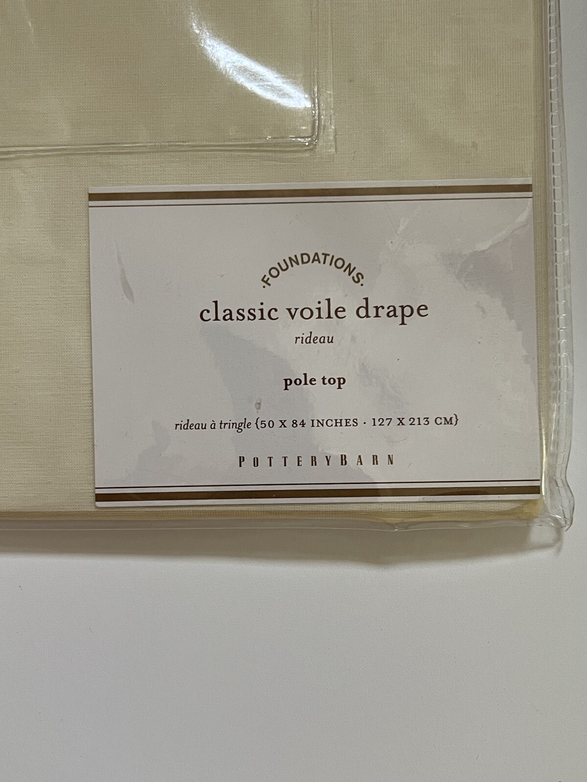 New Pottery Barn Foundations Classic Voile Drape Pole Top 50X84 In 127X213 cm