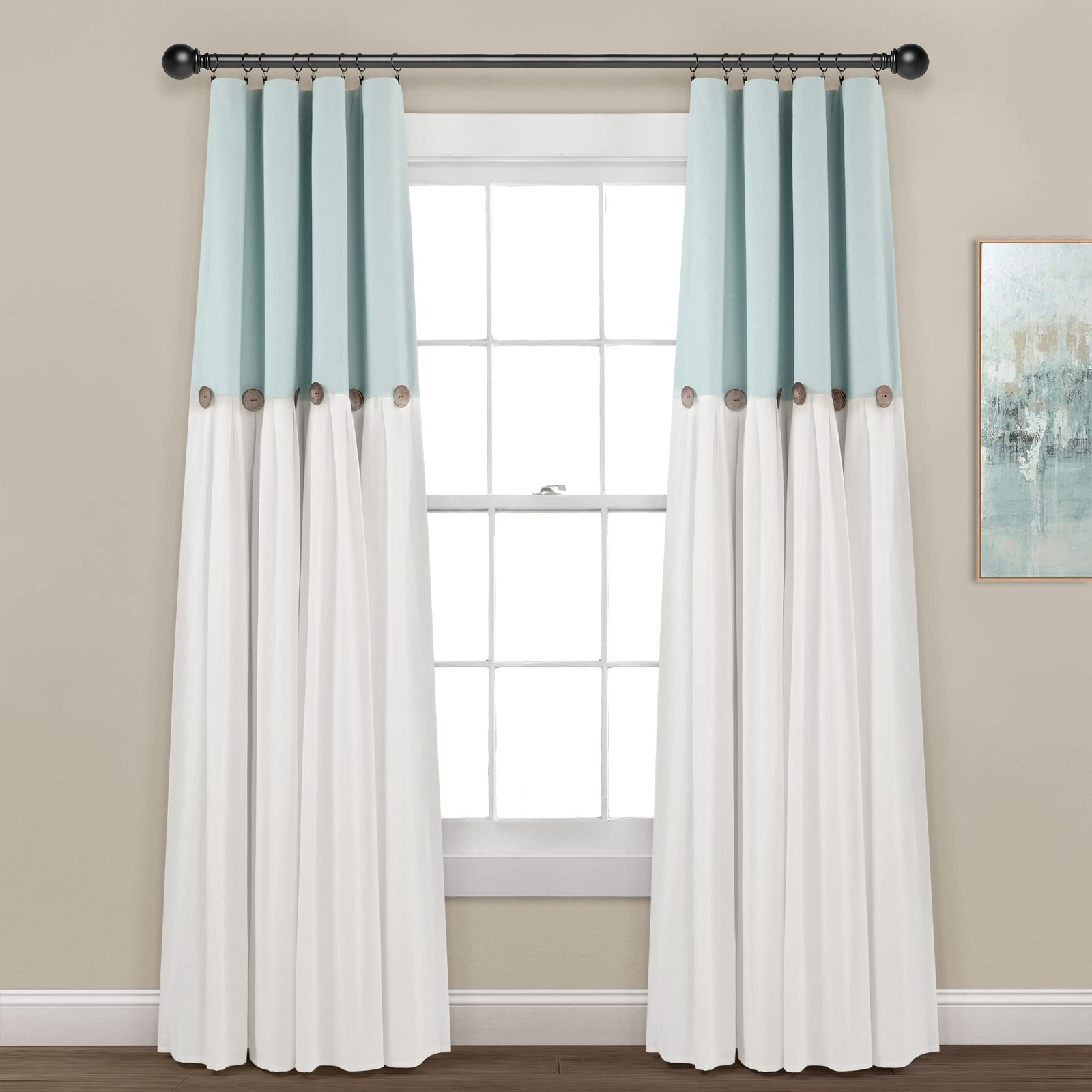 Lush Decor Lush Linen Button Window Curtain Panel Single 40 W X 84 L – – –