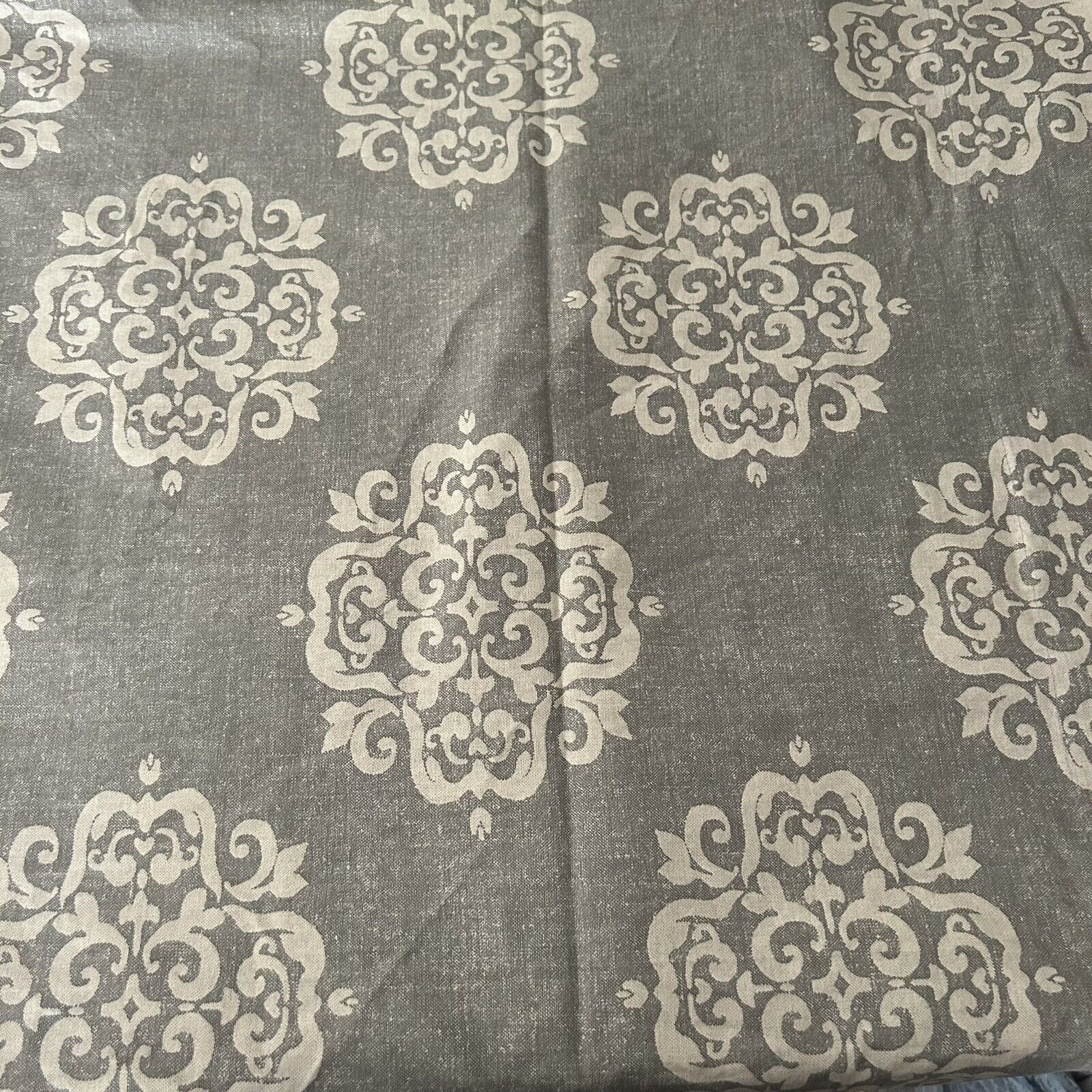 West Elm 48″ x 108″ Curtain Panel Feather Gray Scroll Medallion Cotton
