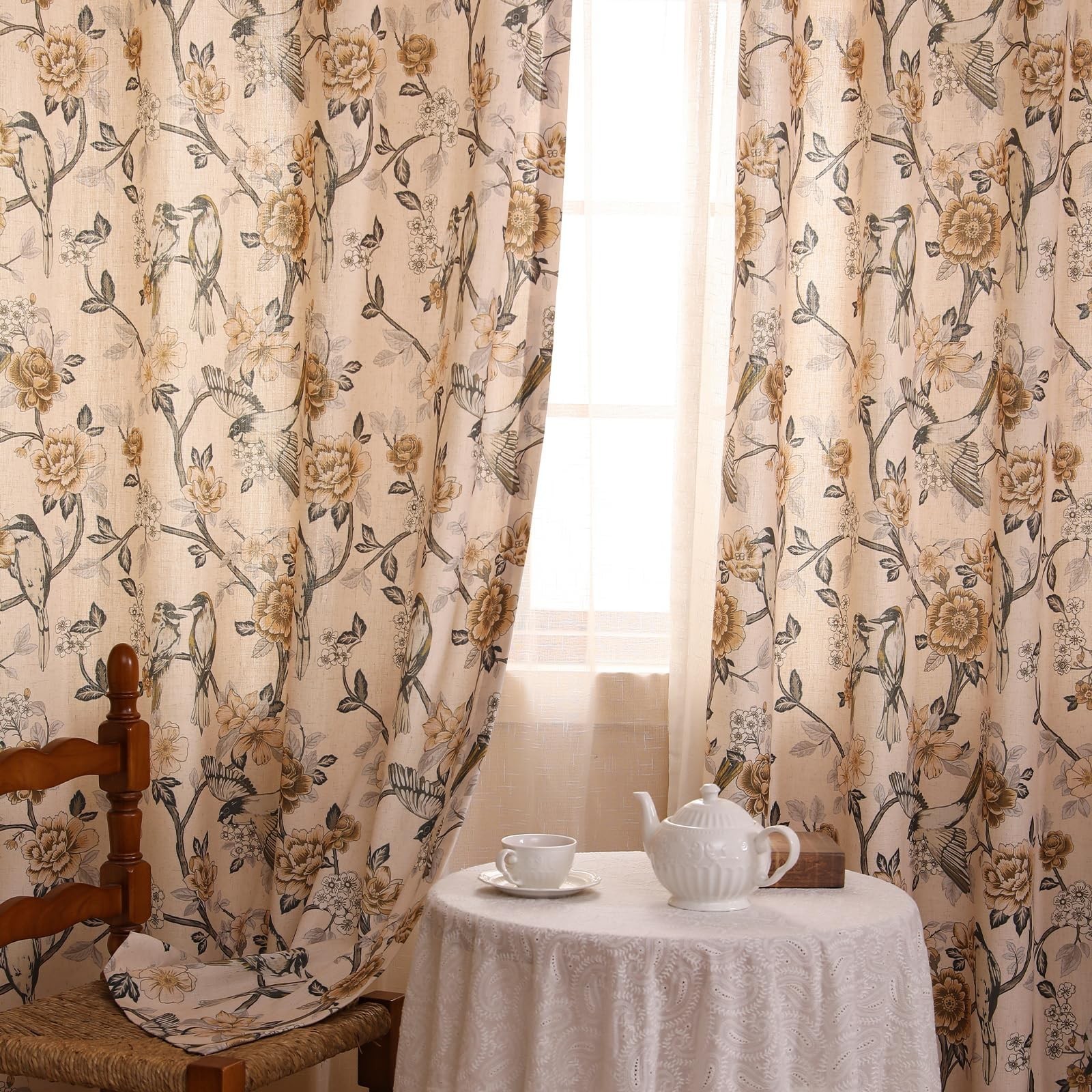 ISAENNE French Linen Curtains 2 Panels 94″x53″ Murad