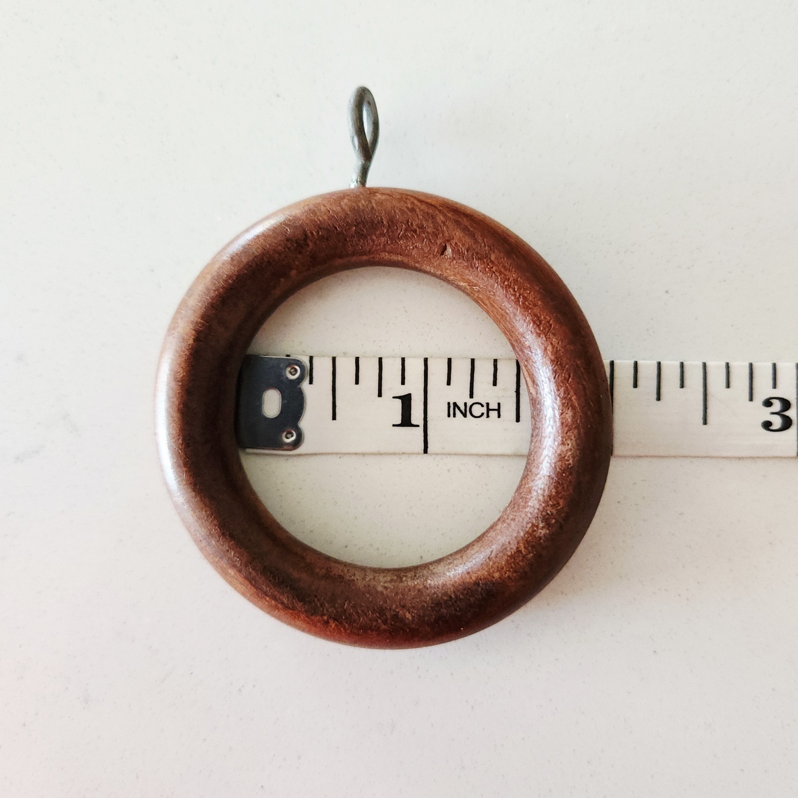 14 Restoration Hardware LARGE Brown Wood Drapery Curtain Rings w Eyes 1-1/4″ Rod