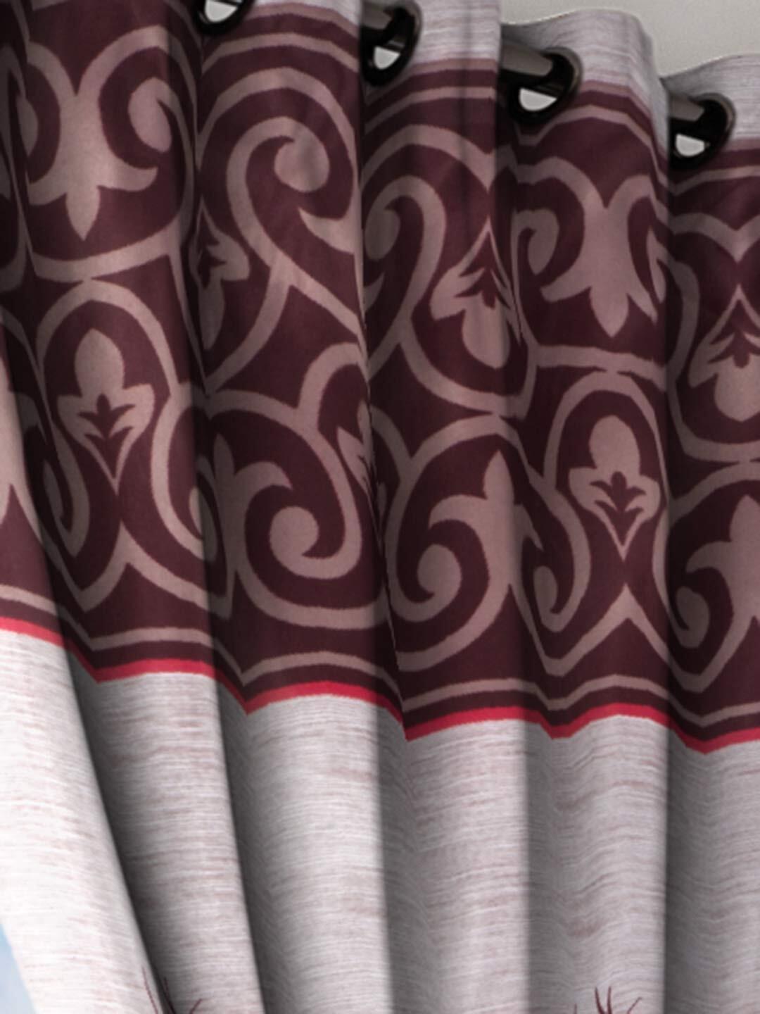 2 Piece Garden Panel Eyelet Polyester Door Curtains 7 Feet Maroon