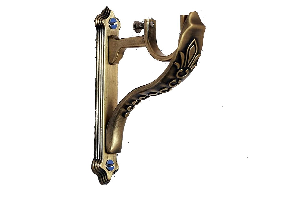 Antique Brass Curtain Supports Brackets for Door and Window 1 Inch Rod 4 Pcs