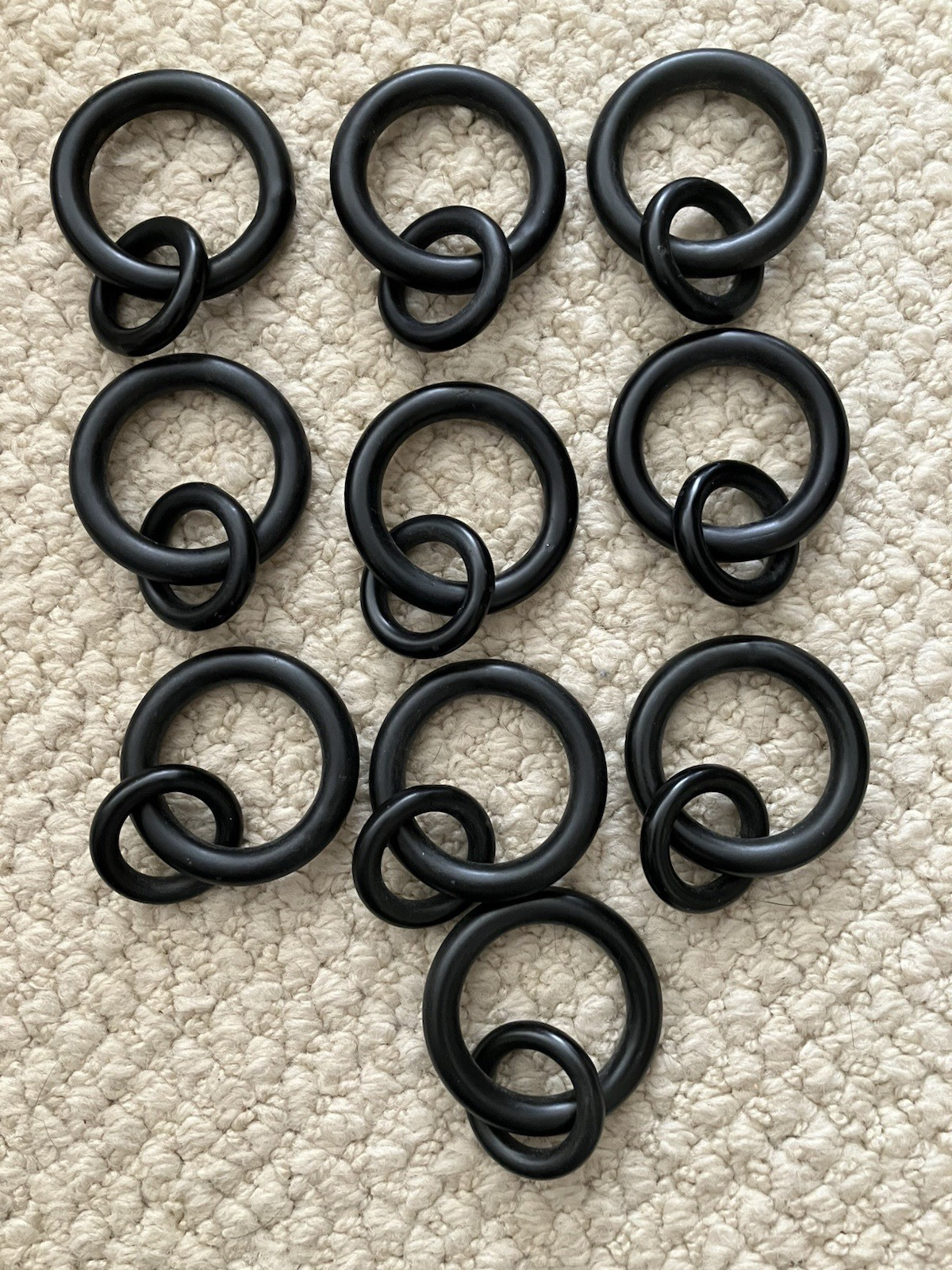 10 Pottery Barn Double ring Curtain Rings Heavy Black iron Metal 2″ Small S10