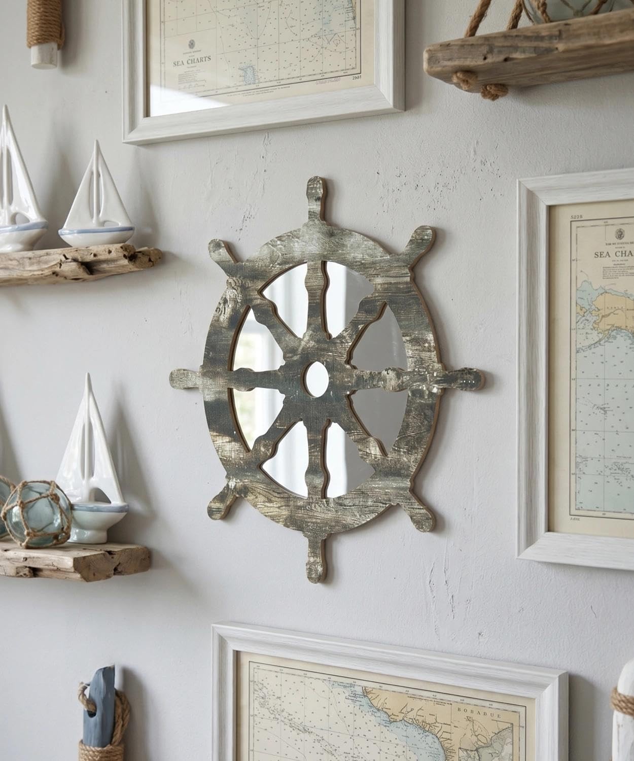 Nautical Ship Wheel Wall Decor Set 5mm Foam Board Acrylic Mirror Crocodile Ho…