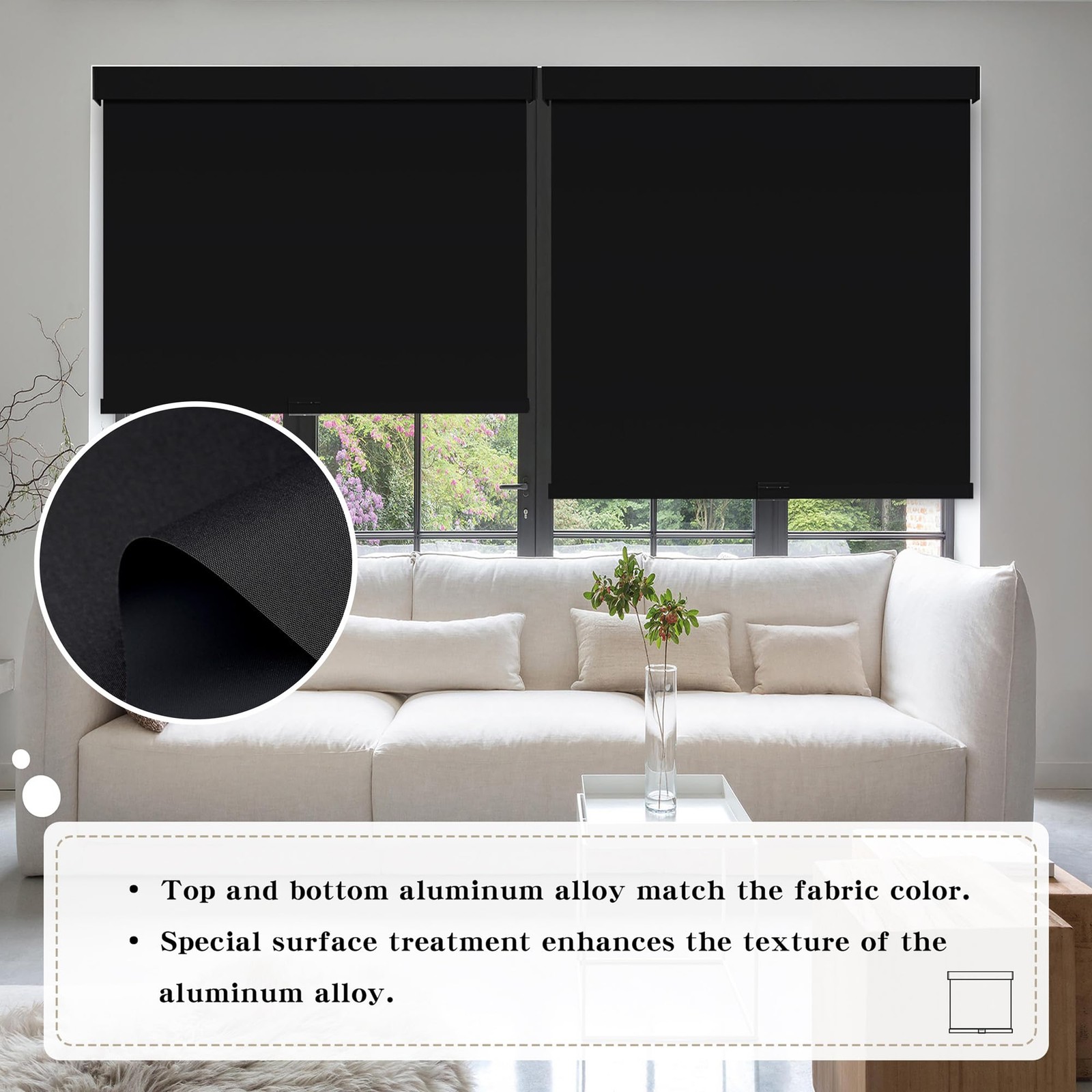 Cordless Blackout Roller Shades Blinds for Windows Free-Stop,Pull Down Room D…