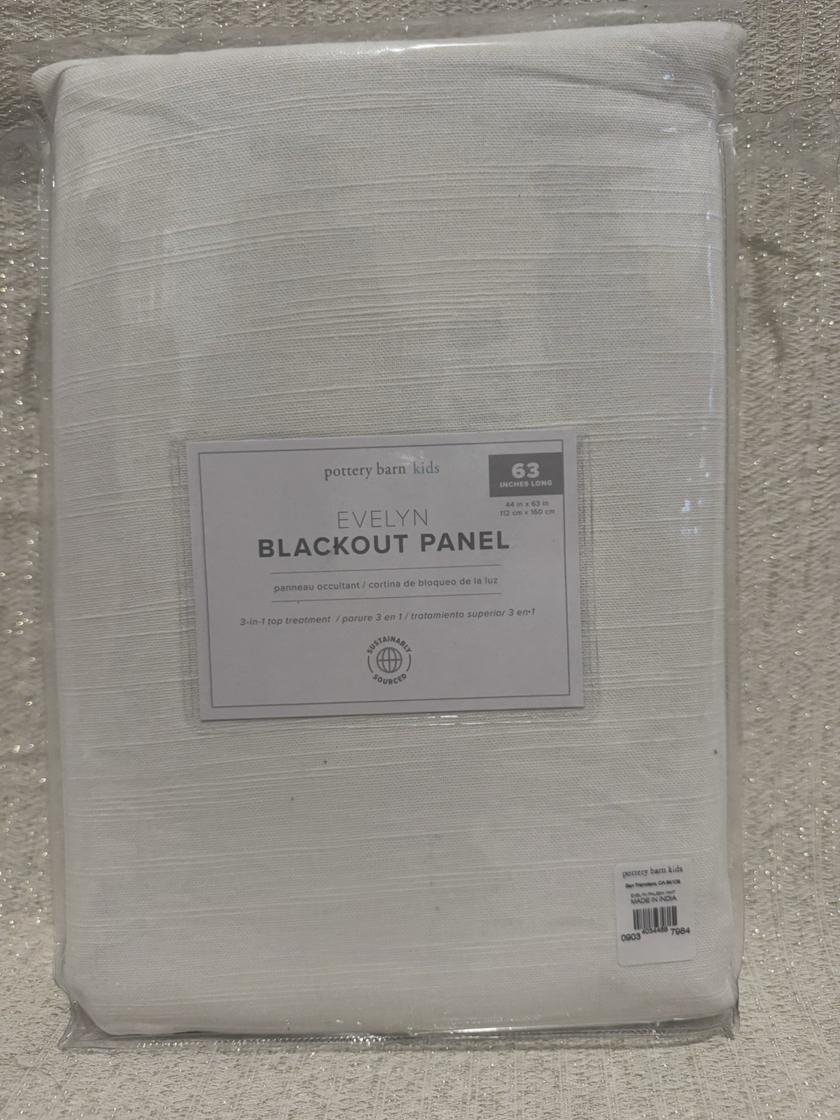 Pottery Barn Kids Evelyn Blackout Panel White 44x63in Cotton Linen Modern