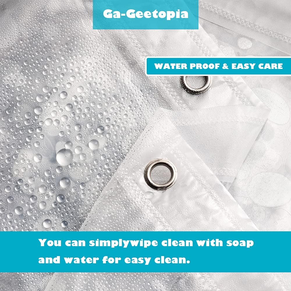 Ga-Geetopia EVA Clear Thin Shower Curtain 72″W x 72″L (Pack of 1), 3d Pebbles