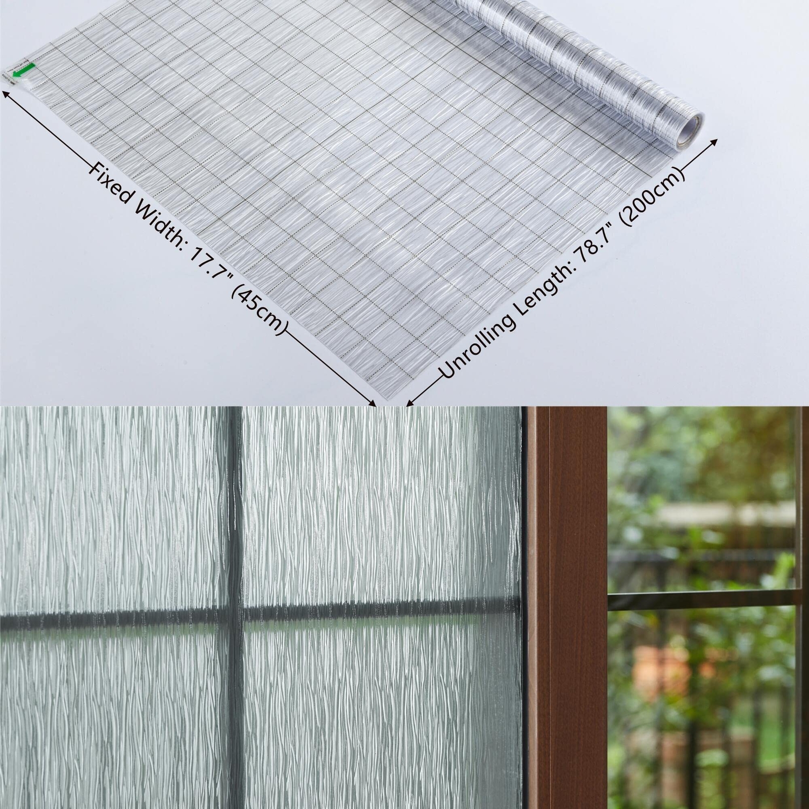 Non-Adhesive Frosted Privacy Window Film Removable Anti UV 17.7×78.7 inches
